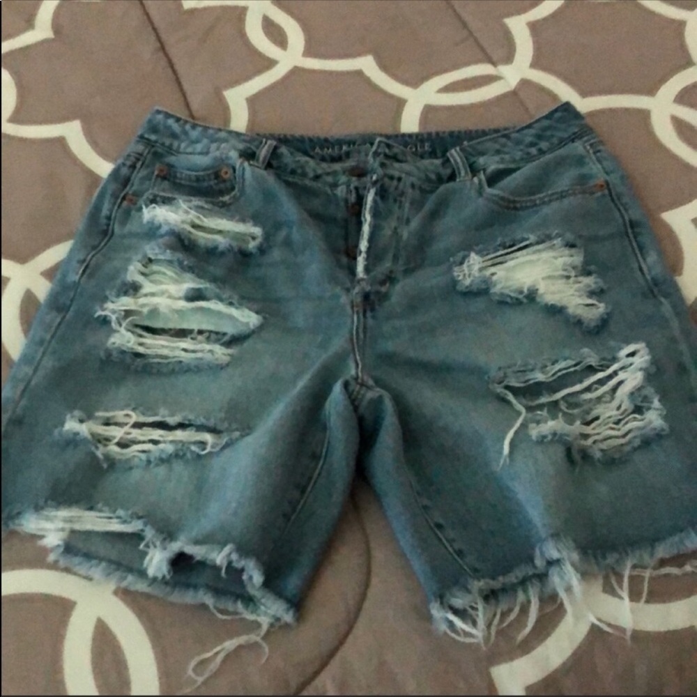 Distressed shorts. More like a bf fit .